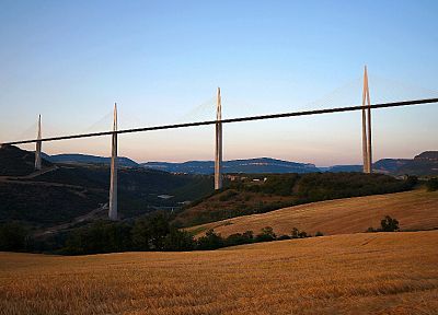 landscapes, France, bridges, Millau viaduct, skyscapes - desktop wallpaper