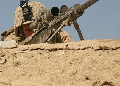 army, snipers, USMC, US Marines Corps, Desert Combat, .50 cal, Barrett M107 - desktop wallpaper