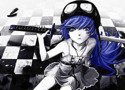 blue hair, Bakemonogatari, Oshino Shinobu, Monogatari series - random desktop wallpaper