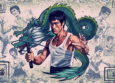 Bruce Lee, dragons, vintage, Chinese, posters - desktop wallpaper