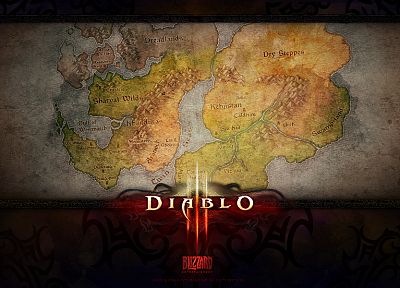 video games, Diablo, maps, Diablo III - related desktop wallpaper