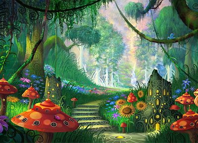 landscapes, forests, fairies, artwork, Philip Straub - random desktop wallpaper