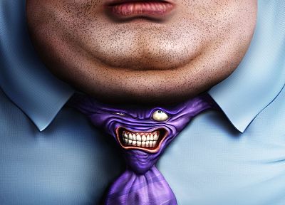 tie, fat, funny, photo manipulation - duplicate desktop wallpaper