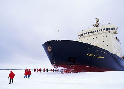 winter, ships, icebreaker ships - desktop wallpaper
