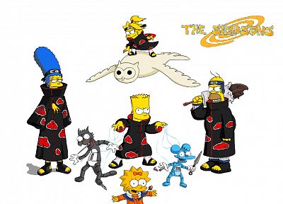 Homer Simpson, Naruto: Shippuden, Akatsuki, The Simpsons, Bart Simpson, Lisa Simpson, Maggie Simpson, crossovers - desktop wallpaper