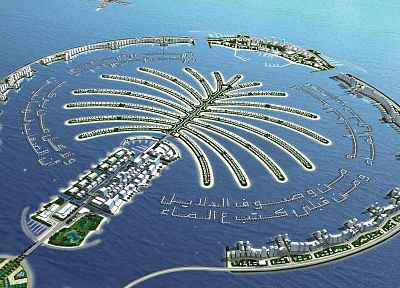 Dubai, islands, palm trees, Palm Island - desktop wallpaper