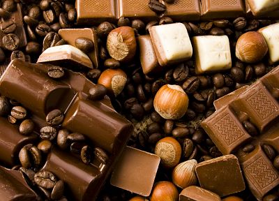 chocolate, nuts - desktop wallpaper