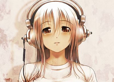 headphones, anime, Nitroplus, Super Sonico, anime girls - random desktop wallpaper