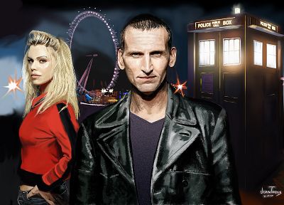 Rose Tyler, TARDIS, Billie Piper, Doctor Who, Christopher Eccleston, Ninth Doctor - random desktop wallpaper