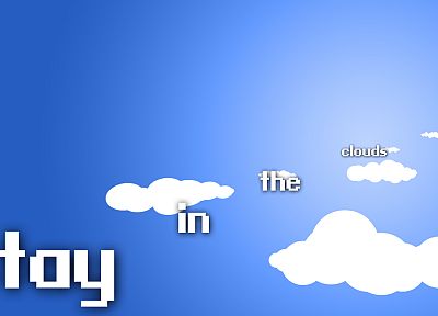 blue, clouds, minimalistic, text, typography, skyscapes - random desktop wallpaper