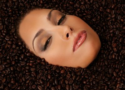 women, coffee, coffee beans, faces - desktop wallpaper