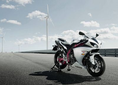 Yamaha, Moto GP, windmills, motorbikes, wind generators, yamaha R1 - random desktop wallpaper