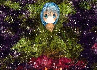Vocaloid, Hatsune Miku, blue eyes, leaves, blue hair - desktop wallpaper