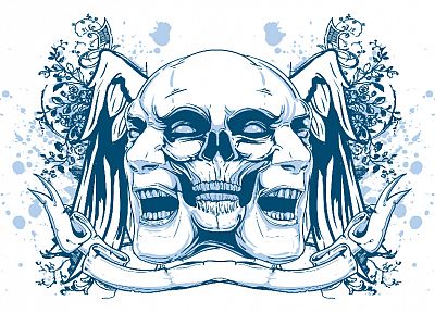 skulls, blue, wings, head, crest - related desktop wallpaper