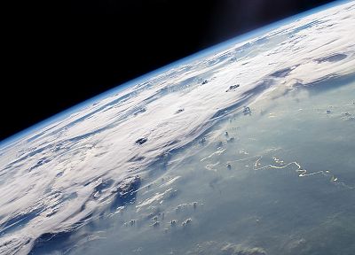 clouds, outer space, horizon, stars, Earth - desktop wallpaper