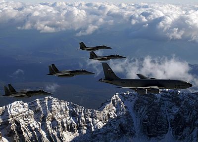 aircraft, F-15 Eagle, KC-135 Stratotanker - random desktop wallpaper
