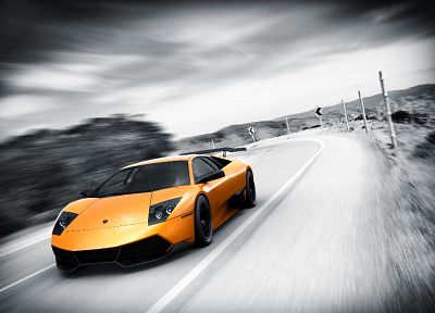 cars, Lamborghini, selective coloring - desktop wallpaper