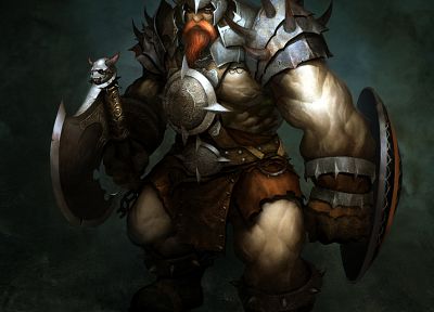 weapons, fantasy art, armor, shield, dwarfs, axes, warriors - desktop wallpaper