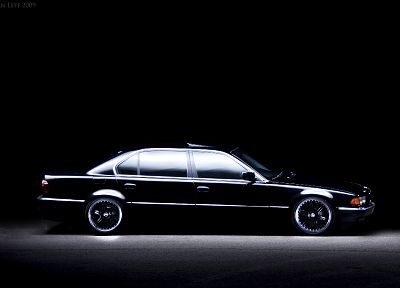 BMW, black, cars, vehicles, BMW 7 Series, black cars, side view, German cars - random desktop wallpaper