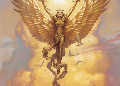 angels, wings, Magic: The Gathering, fantasy art, artwork, Todd Lockwood - related desktop wallpaper