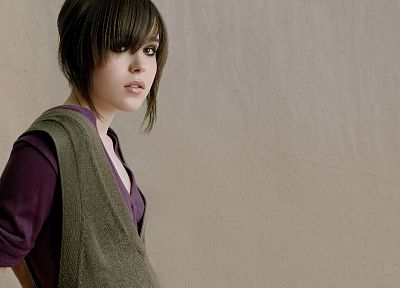 brunettes, women, Ellen Page, actress, bangs - random desktop wallpaper