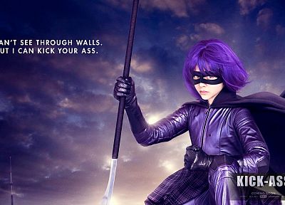 movies, purple hair, Kick-Ass, Chloe Moretz, Hit Girl, domino mask - related desktop wallpaper