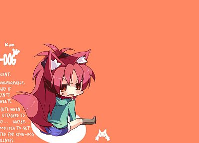 tails, redheads, chibi, animal ears, cat ears, Mahou Shoujo Madoka Magica, Sakura Kyouko, anime, anime girls - desktop wallpaper