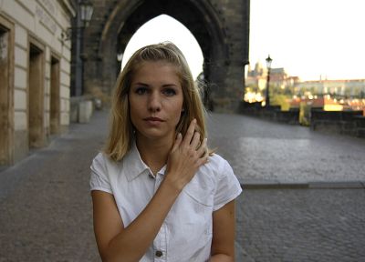 blondes, women, models, outdoors, Prague, Iveta Vale, faces - desktop wallpaper