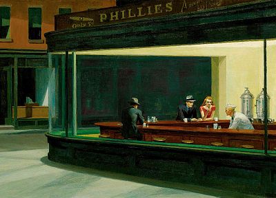paintings, Edward Hopper, artwork, Nighthawks At The Diner - random desktop wallpaper
