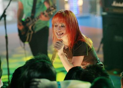 Hayley Williams, Paramore, women, redheads, celebrity, singers, music bands, band, microphones - related desktop wallpaper