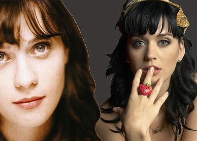 women, Katy Perry, Zooey Deschanel, singers - random desktop wallpaper
