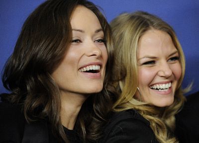 women, actress, models, Olivia Wilde, Jennifer Morrison, laughing - duplicate desktop wallpaper