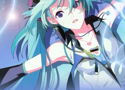 Vocaloid, Hatsune Miku, blue hair, pigtails, twintails, anime, anime girls, detached sleeves - duplicate desktop wallpaper