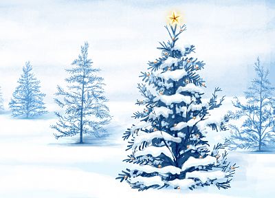 snow, Christmas, Christmas trees, holidays - desktop wallpaper