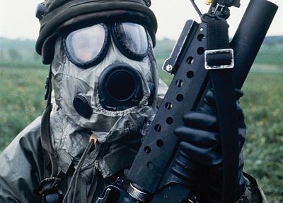 soldiers, gas masks, hazard, millitary - desktop wallpaper