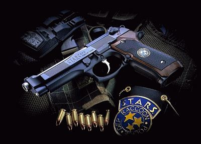 guns, stars, Resident Evil, weapons, beretta, ammunition, Samurai Edge - random desktop wallpaper