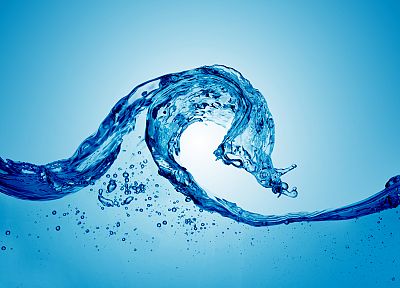 water, abstract, blue, waves - desktop wallpaper