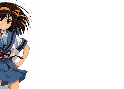 school uniforms, The Melancholy of Haruhi Suzumiya, simple background, Suzumiya Haruhi - desktop wallpaper