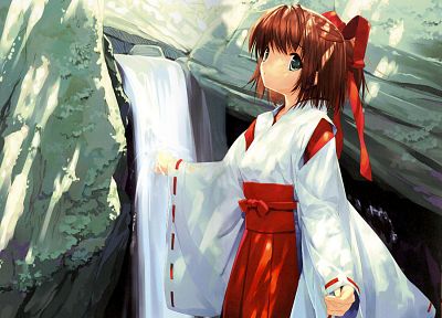 ribbons, Miko, shrine maiden outfit, Japanese clothes, anime girls, detached sleeves - desktop wallpaper