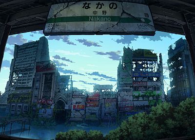 Tokyo, artwork, abandoned, apocalyptic, dilapidated, Nakano, old buildings, inside looking out, TokyoGenso - related desktop wallpaper