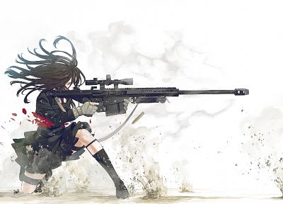 school uniforms, sniper rifles, anime girls, Kozaki Yusuke, original characters - random desktop wallpaper