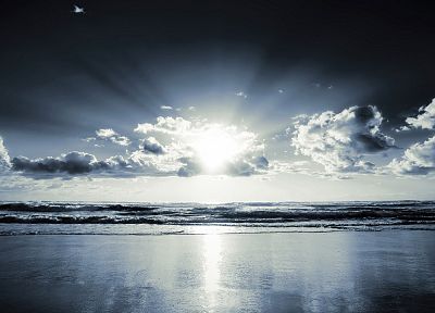 clouds, sunlight, sea, beaches - desktop wallpaper