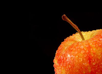 fruits, food, water drops, apples, black background - random desktop wallpaper