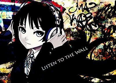 headphones, K-ON!, Akiyama Mio, anime, anime girls - related desktop wallpaper