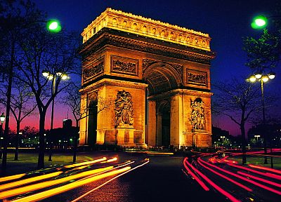 Paris, cityscapes, lights, multicolor, France - random desktop wallpaper