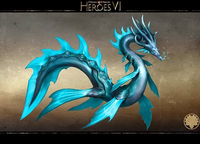water, tails, dragons, fish, Heroes of Might and Magic - random desktop wallpaper