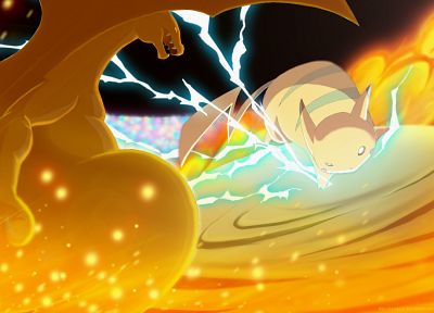 Pokemon, Pikachu, Charizard, pokemon battle - desktop wallpaper