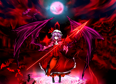 Touhou, red, vampires, Remilia Scarlet, Gungnir - related desktop wallpaper