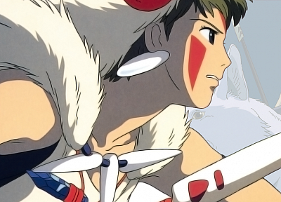 Princess Mononoke, anime girls, wolves, San (Princess Mononoke) - random desktop wallpaper