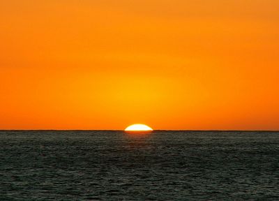 sunset, landscapes, nature, orange, sea - related desktop wallpaper